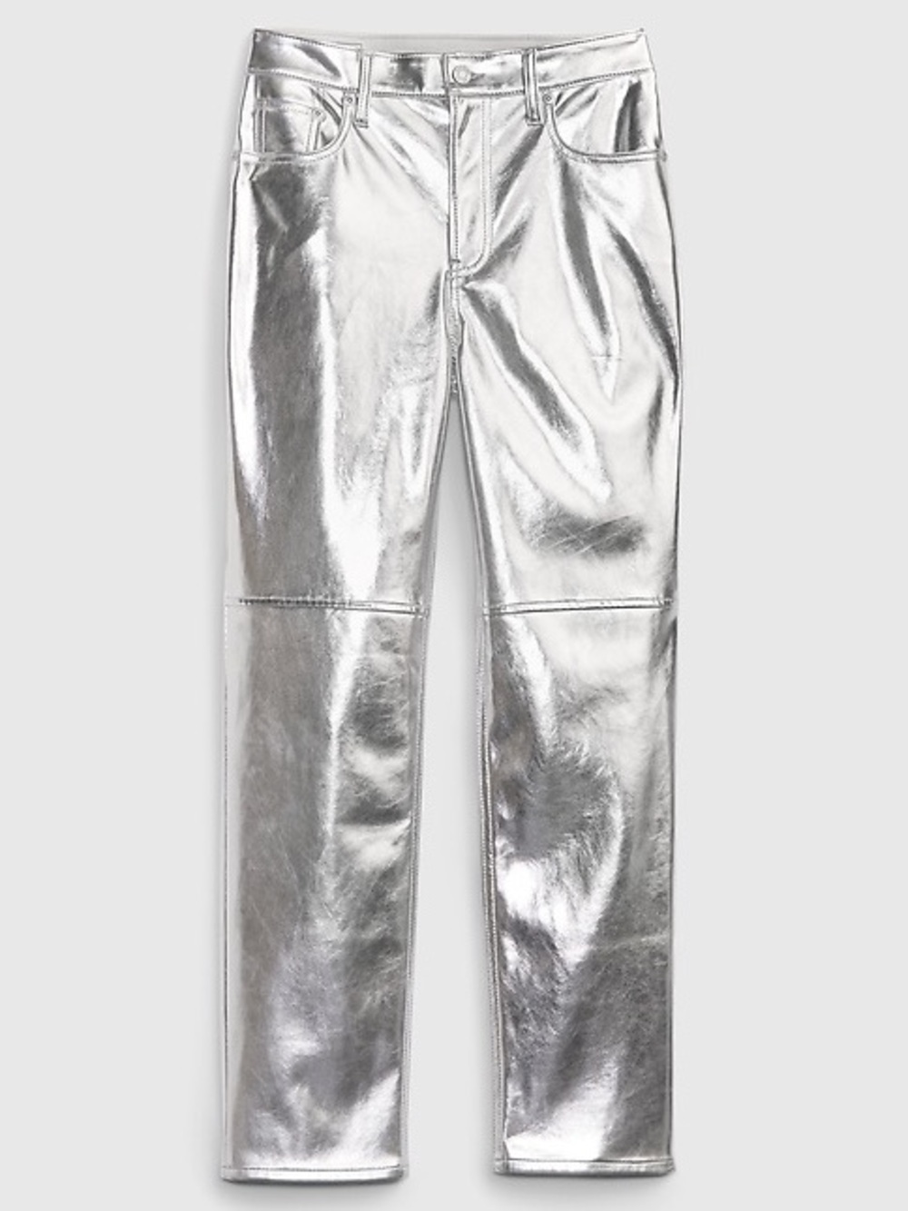 GAP Silver High-Rise Straight-Leg Jeans